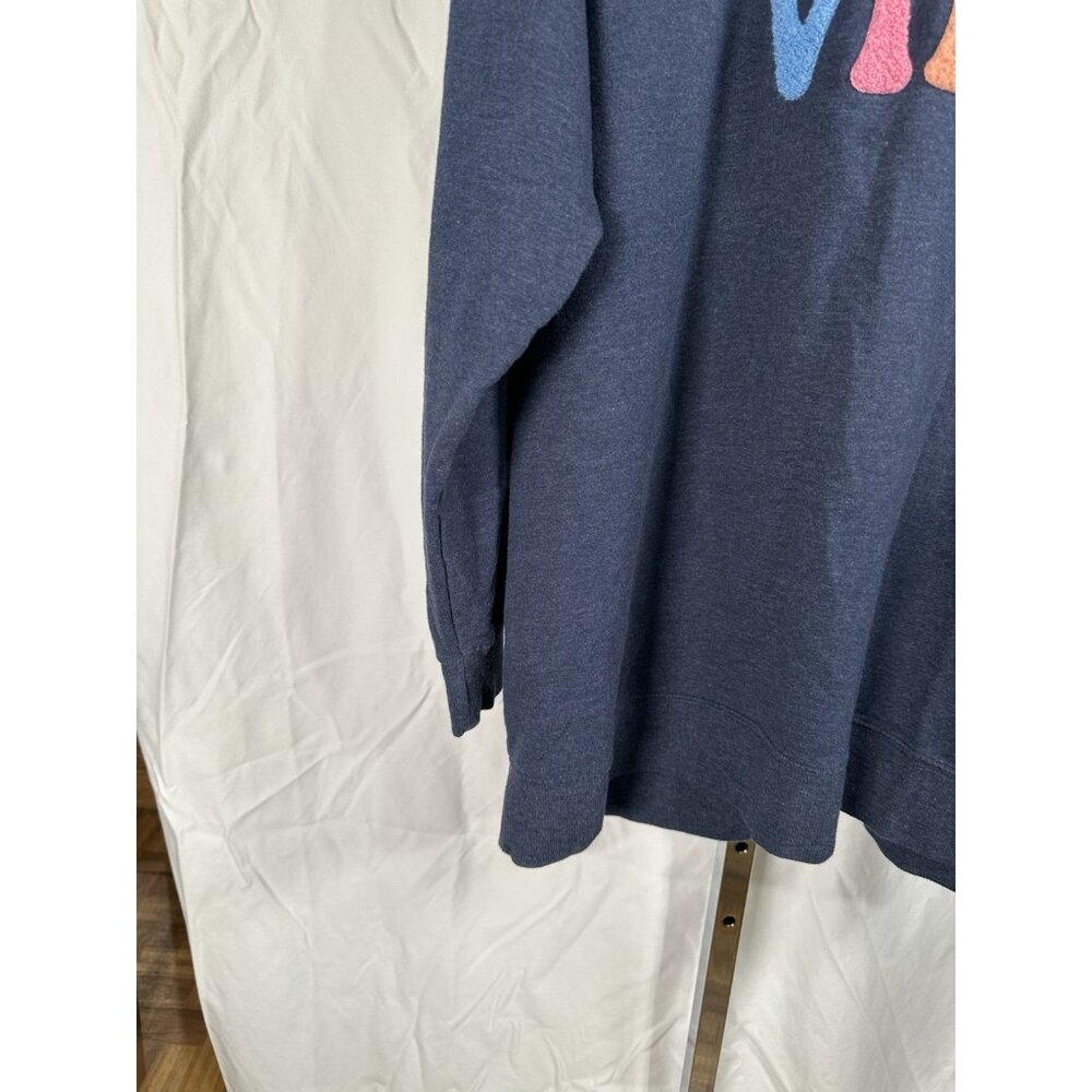 Wildfox Women’s “Good Vibes” Oversized Sweater Gray Crew Neck Pullover Size XL - Picture 4 of 10